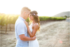 Boho vineyard engagement photo