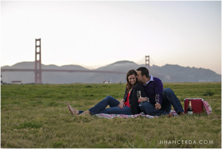 Engagement photo by golden gate bridge
