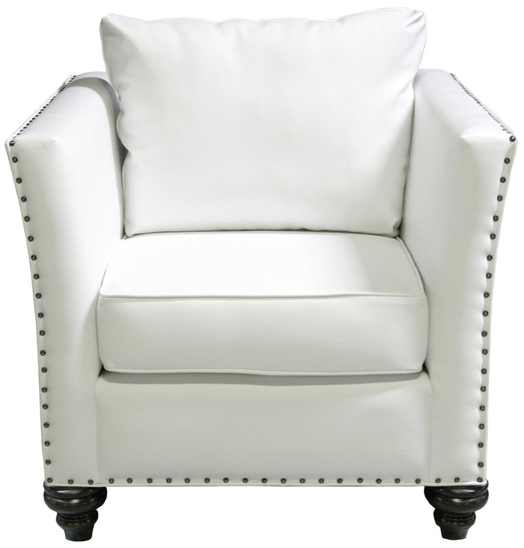 3 Nailhead White Leather Chair Jpg Encore Events Rentals