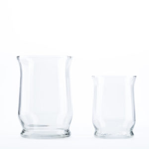Hurricane Vases, Footed, Clear Glass