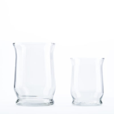 Hurricane Vases, Footed, Clear Glass