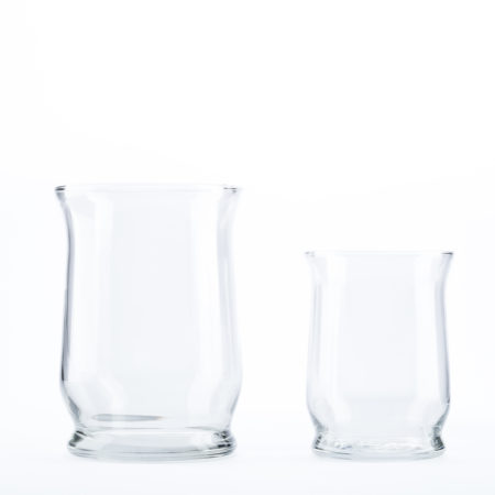 Hurricane Vases, Footed, Clear Glass