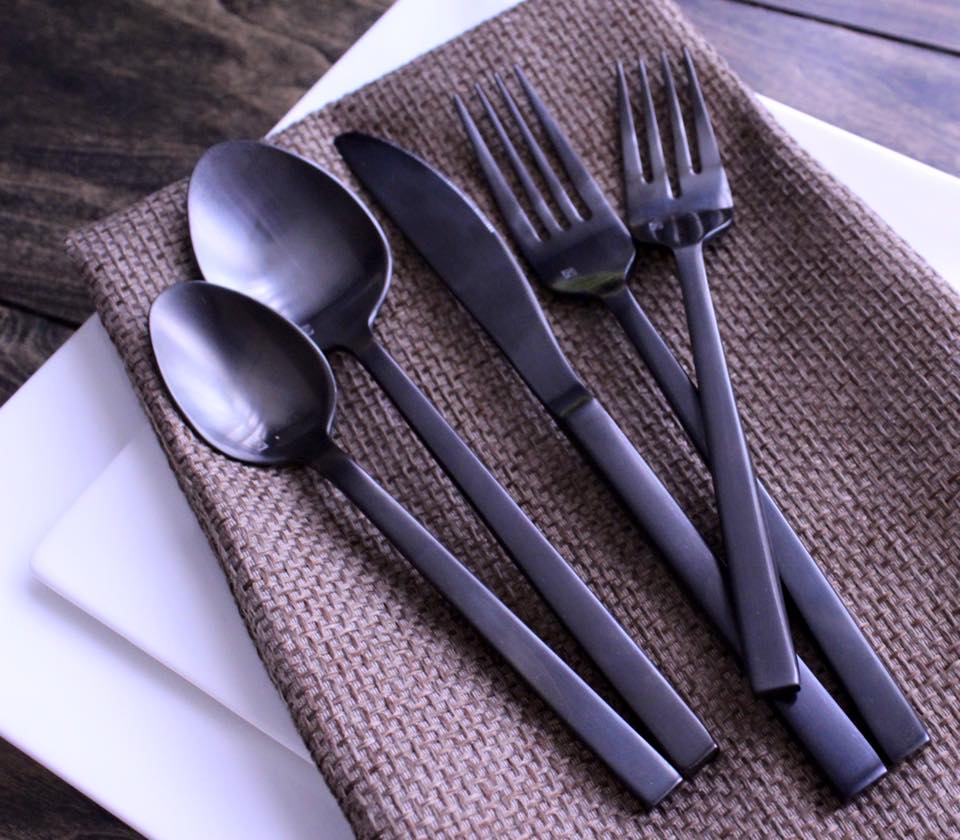 Arezzo Matte Black Flatware  Encore Events Rentals : Encore