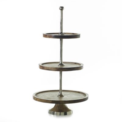 3-Tier Tray, Wood, Round