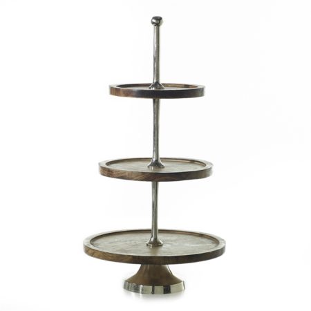 3-Tier Tray, Wood, Round