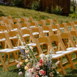Natural Wooden Folding Chair with Ivory Padded Seat - Image 2
