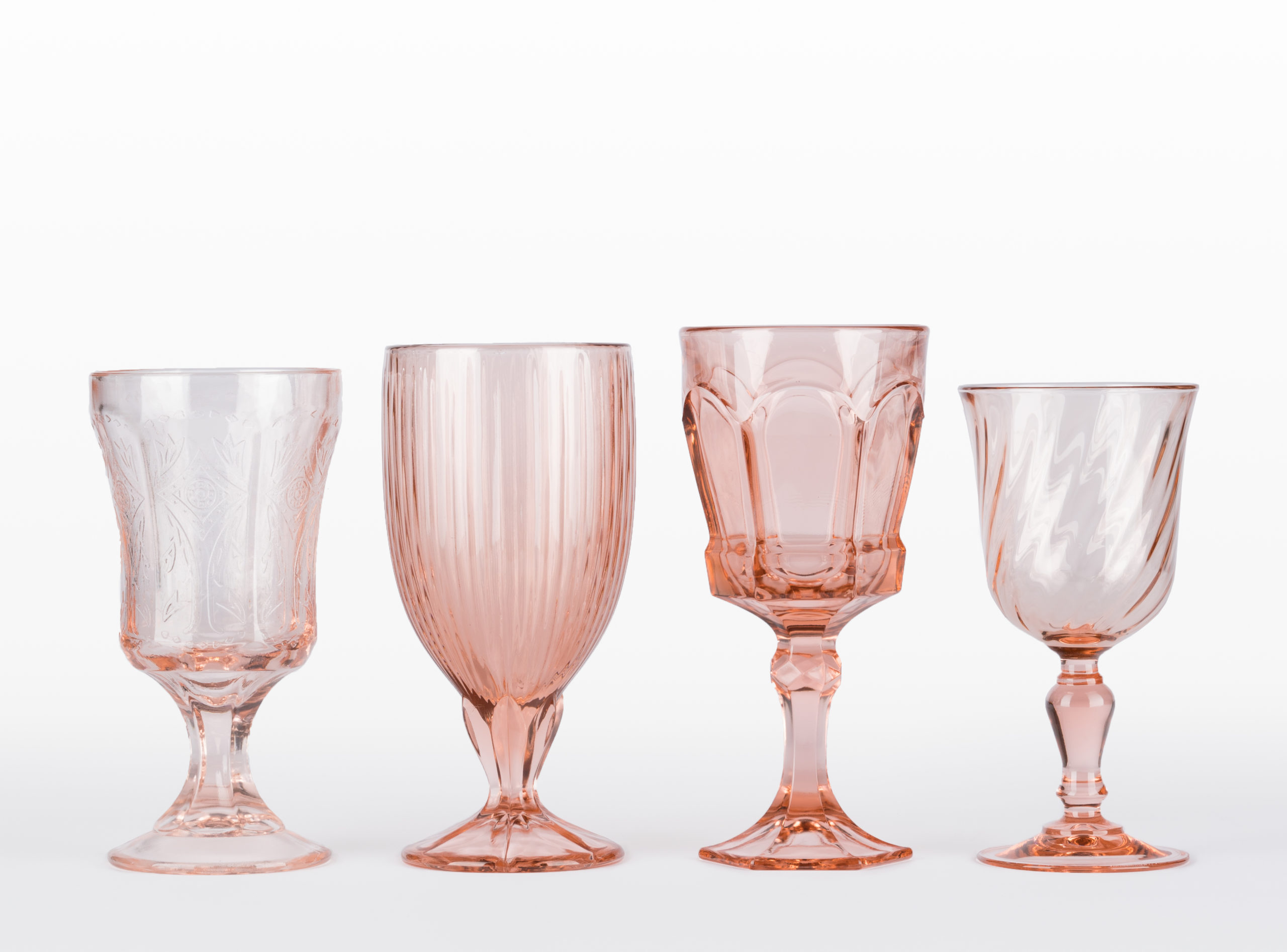 Pink Mismatched Vintage Goblet Rentals - A to Z Event Rentals, LLC.