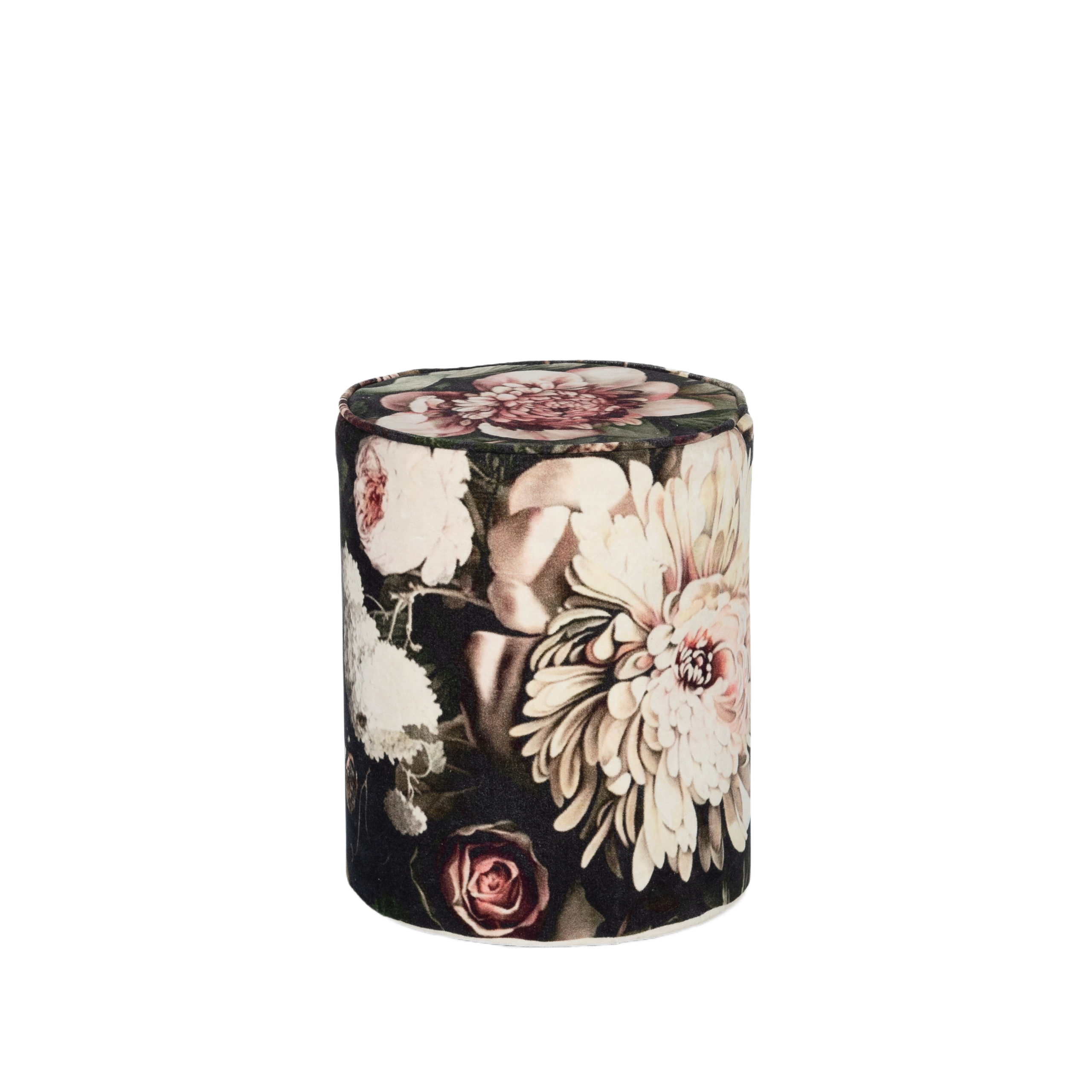 Floral Velvet Pouf