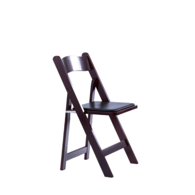 Mahogany Folding Chair with Black Padded Seat