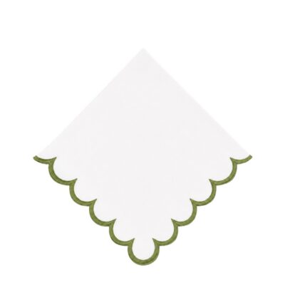 Scalloped Napkin, Sage Trim