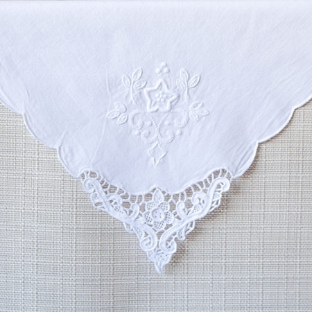 Embroidered Flower White Napkin