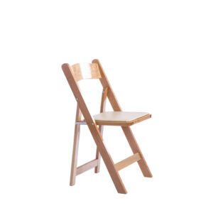 Natural Wooden Folding Chair with Ivory Padded Seat