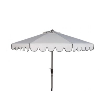 Umbrella, 9' White Scalloped w/ Black Trim