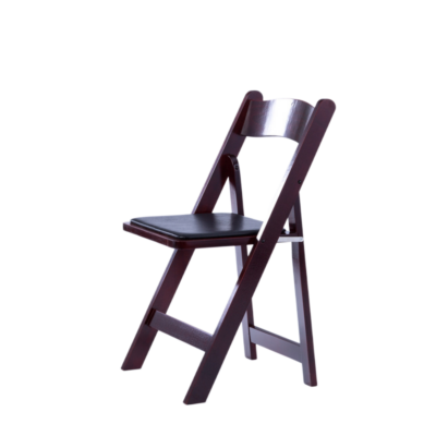 Mahogany Folding Chair with Black Padded Seat