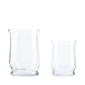 Hurricane Vases, Footed, Clear Glass