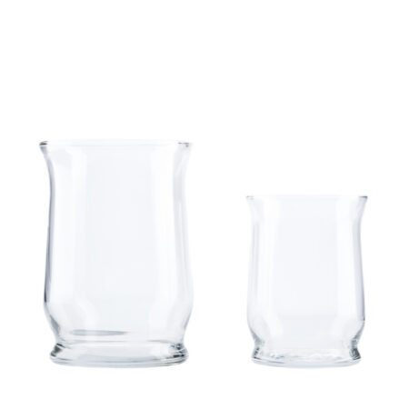 Hurricane Vases, Footed, Clear Glass