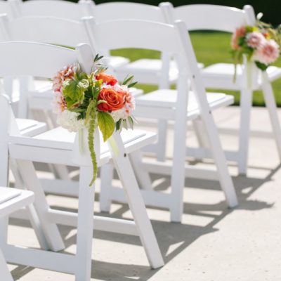 White Wooden Folding Chair with White Padded Seat - Image 2